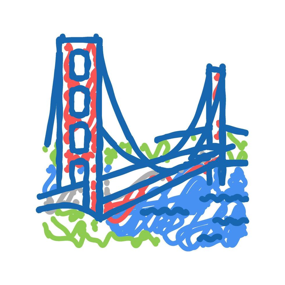 golden gate bridge icon doodle illustration vector