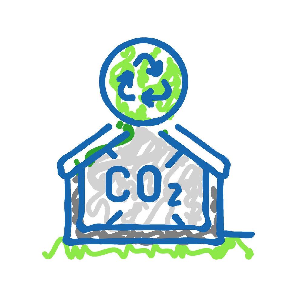 carbon neutral building green icon doodle illustration vector