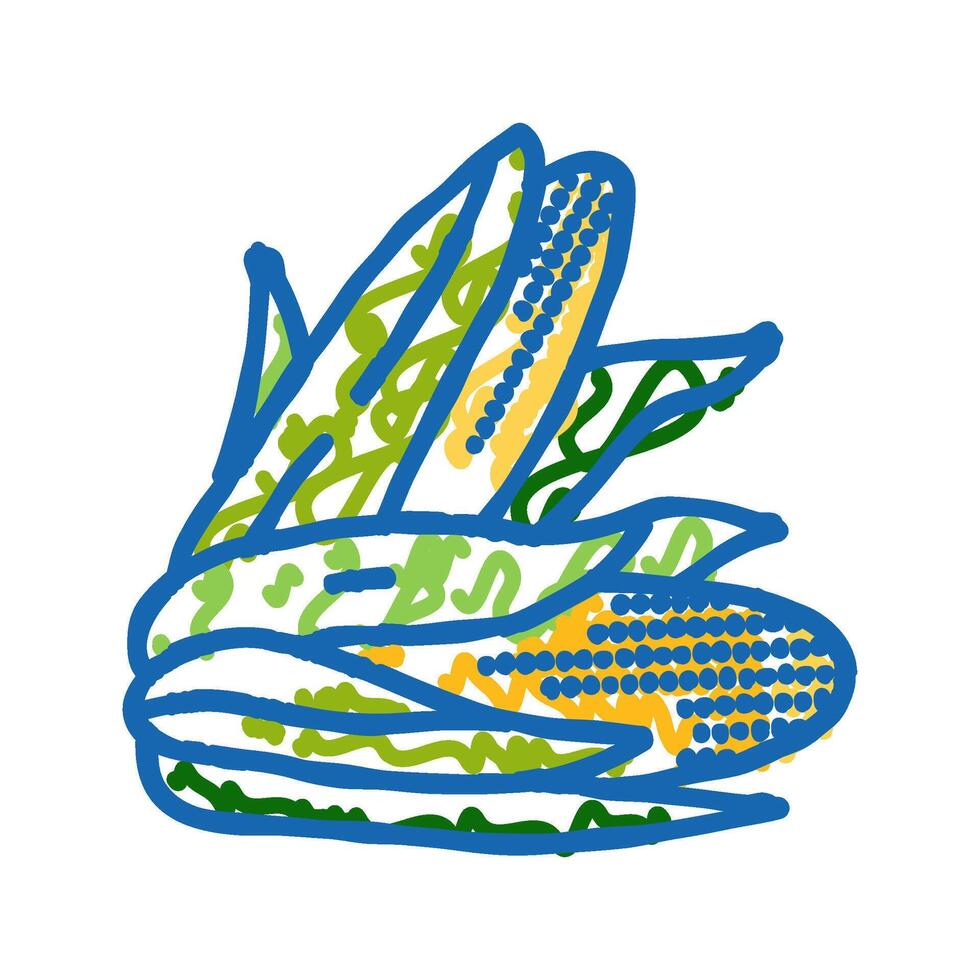 cob corn leaf icon doodle illustration vector