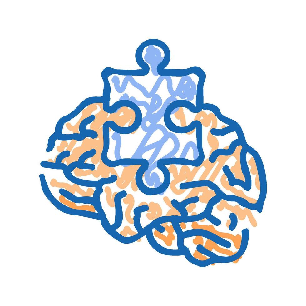 puzzle piece brainstorm icon doodle illustration vector