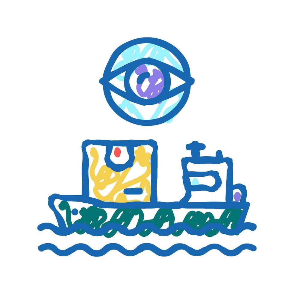 ship shipment management and control icon doodle illustration vector