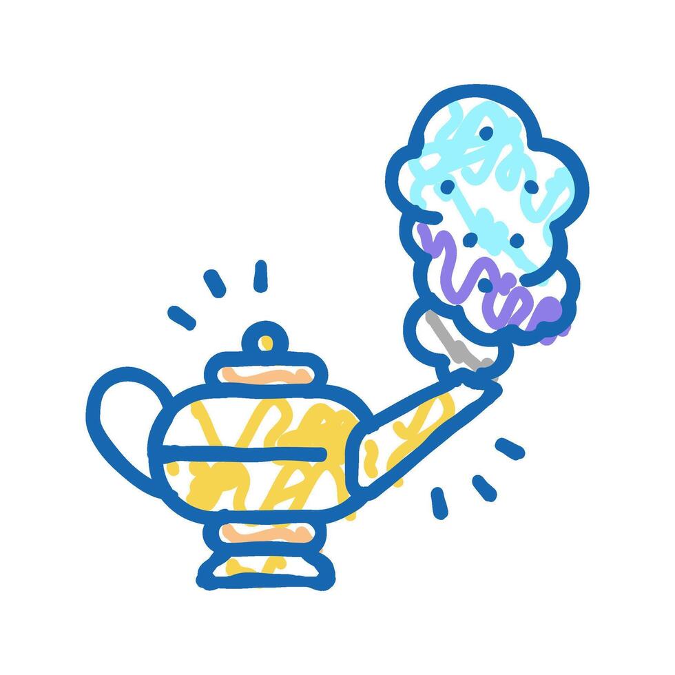 djinn lamp icon doodle illustration vector