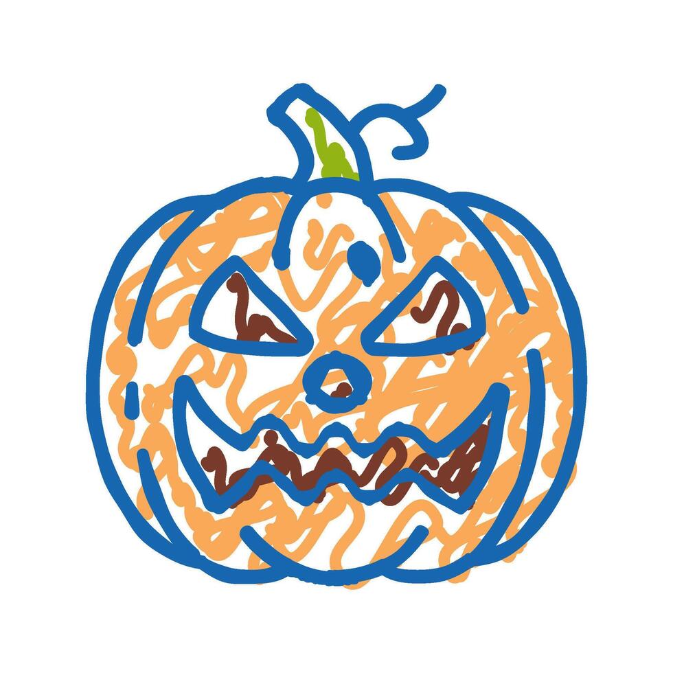 halloween pumpkin face icon doodle illustration vector