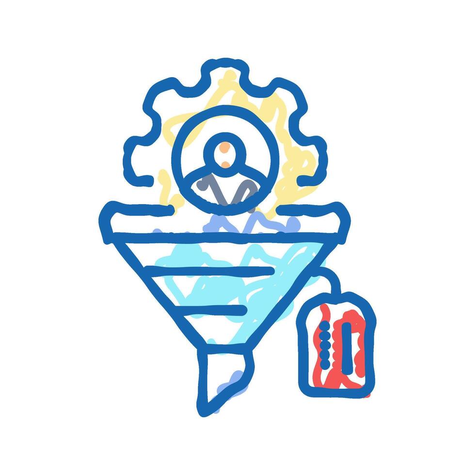 lead nurturing technical sales engineer icon doodle illustration vector