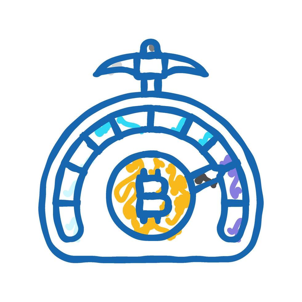 difficulty cryptocurrency mining icon doodle illustration vector