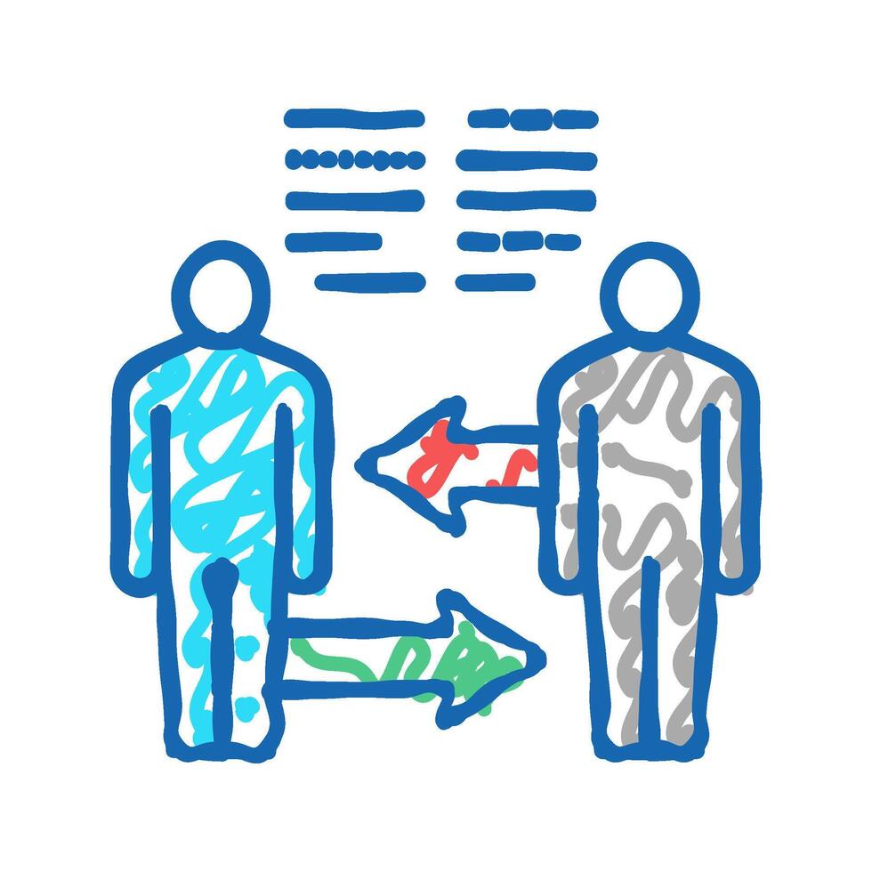 exchange skills pr icon doodle illustration vector