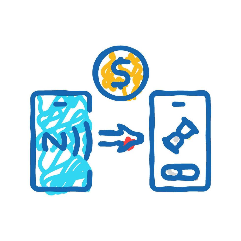 key nfc technology icon doodle illustration vector