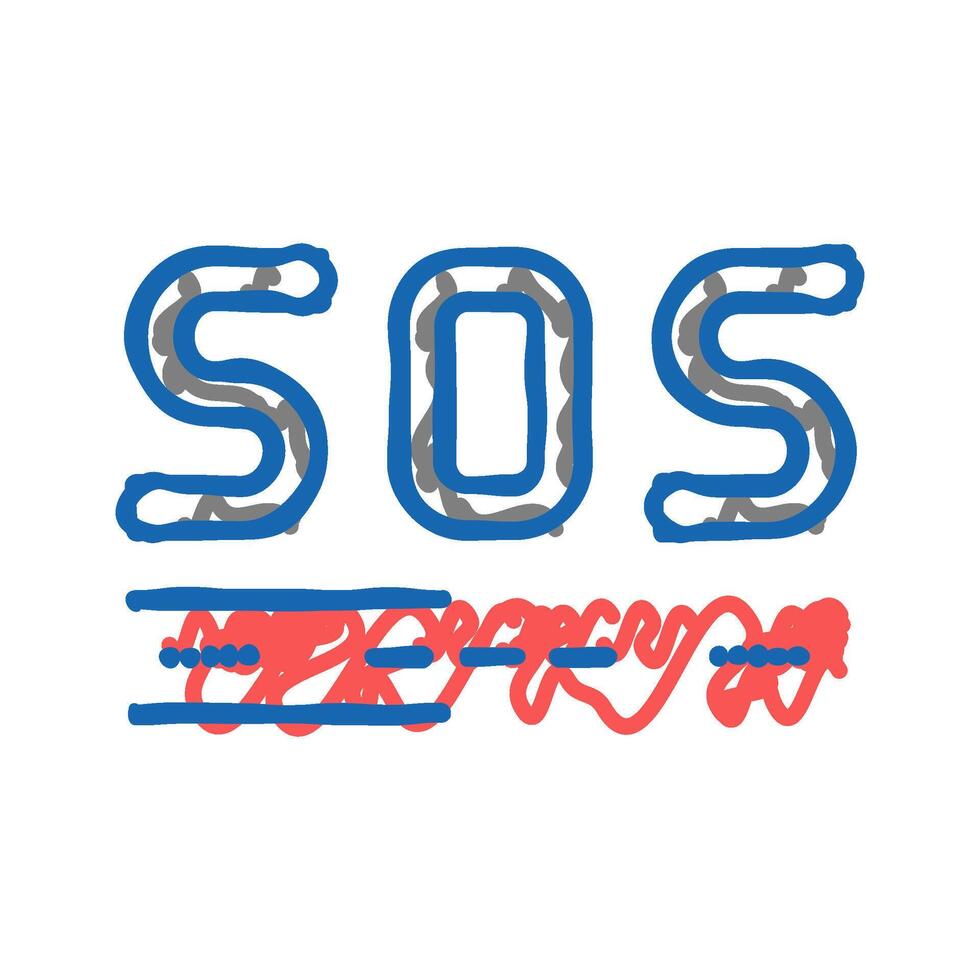 sos signal icon doodle illustration vector