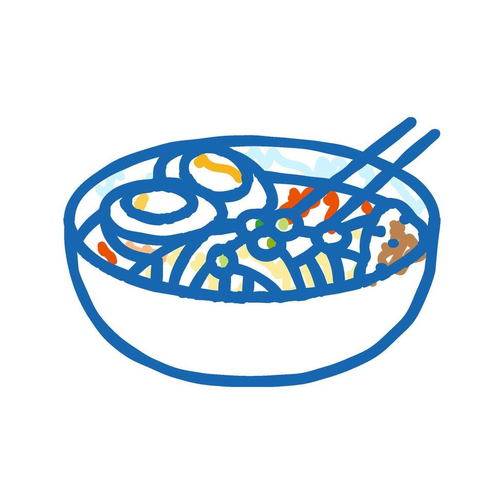 ramyeon noodles korean cuisine icon doodle illustration vector