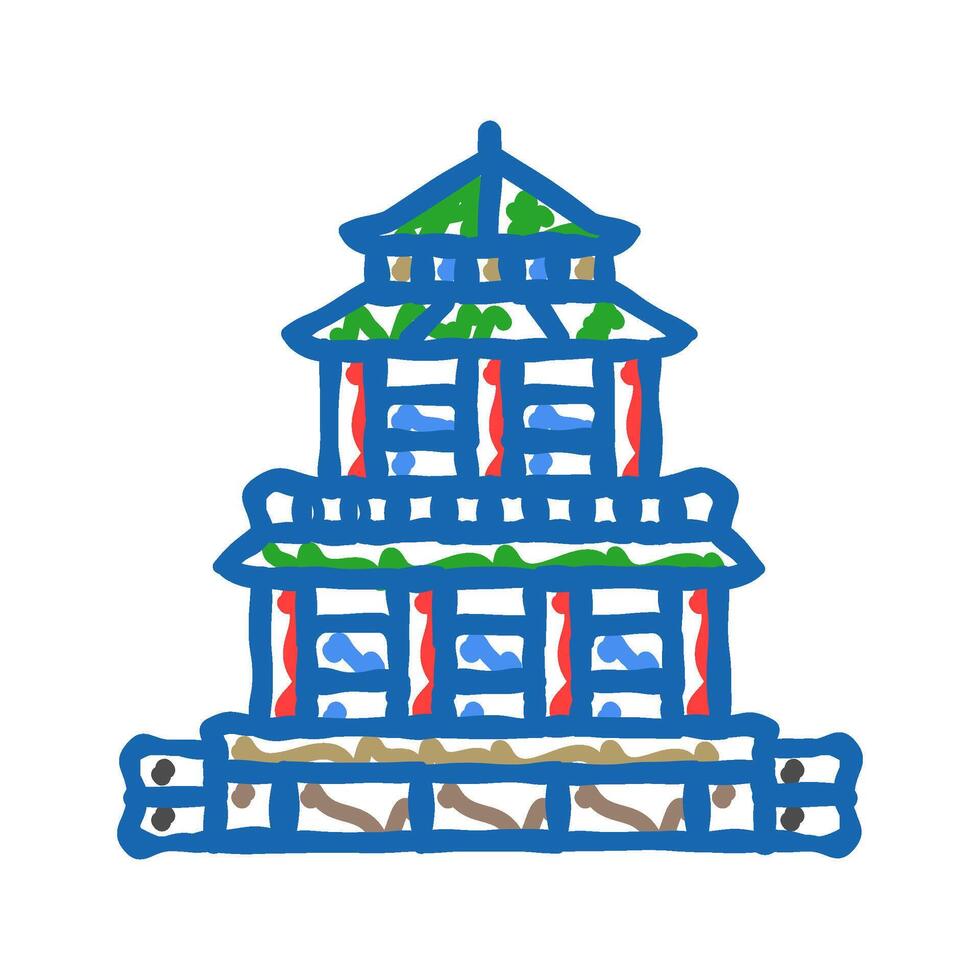 taoist temple taoism icon doodle illustration vector