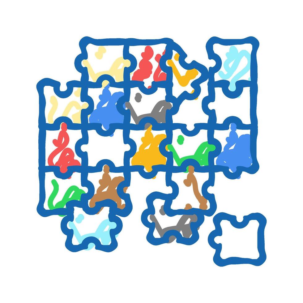 puzzle game board table icon doodle illustration vector