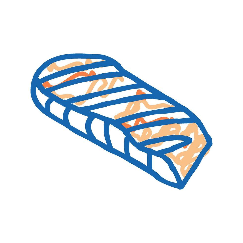 grill salmon icon doodle illustration vector