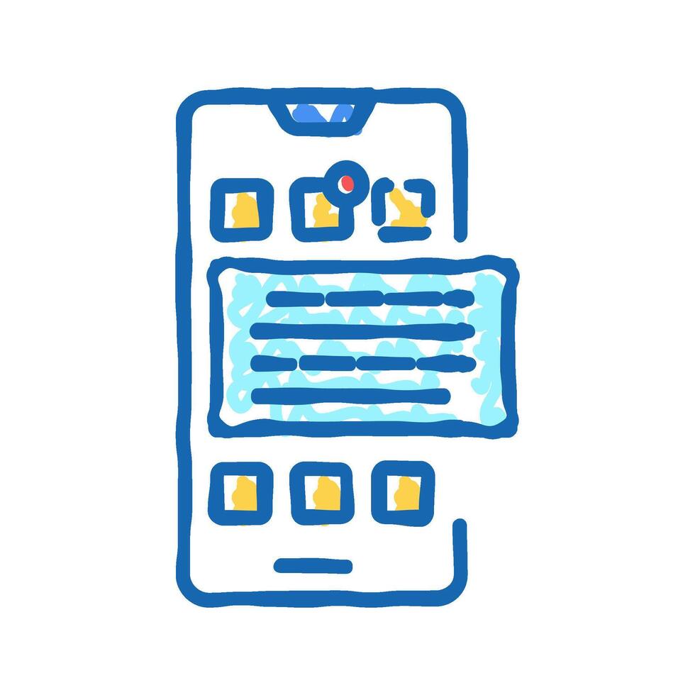 tasks on phone display icon doodle illustration vector