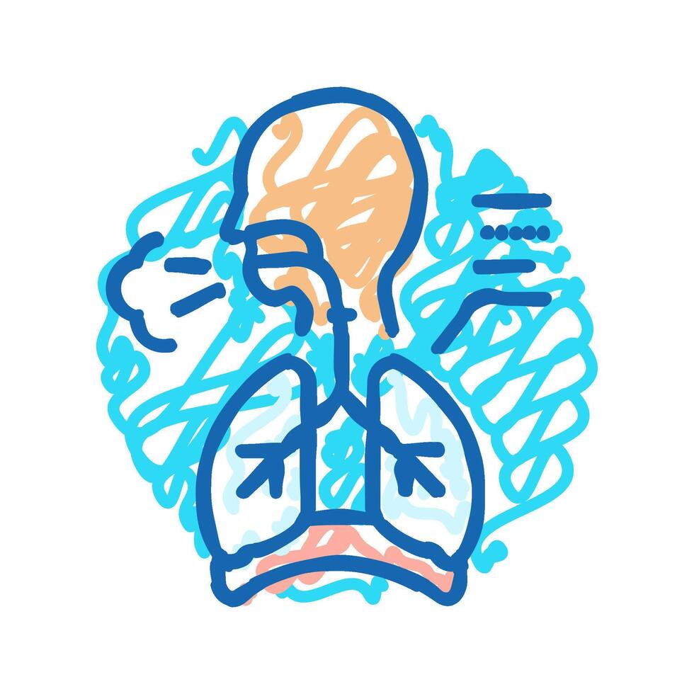 chronic cough disease symptom icon doodle illustration vector