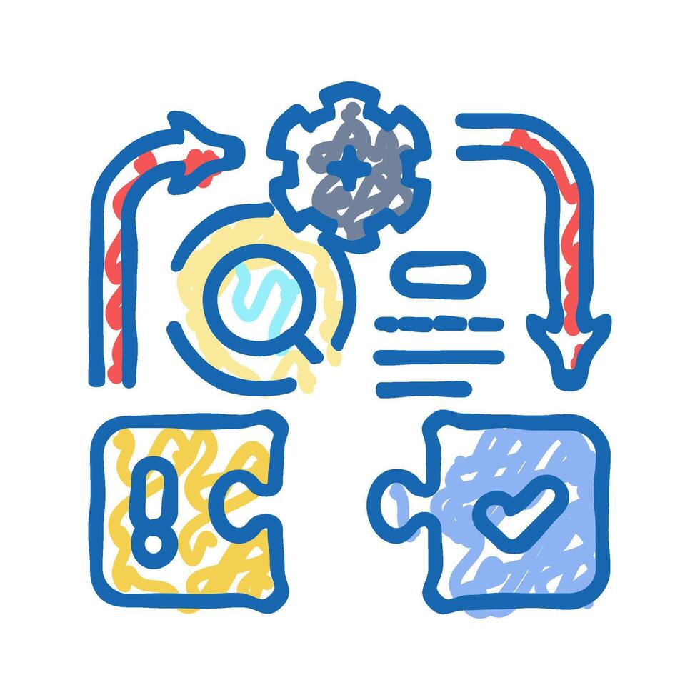 problem solving business process icon doodle illustration vector