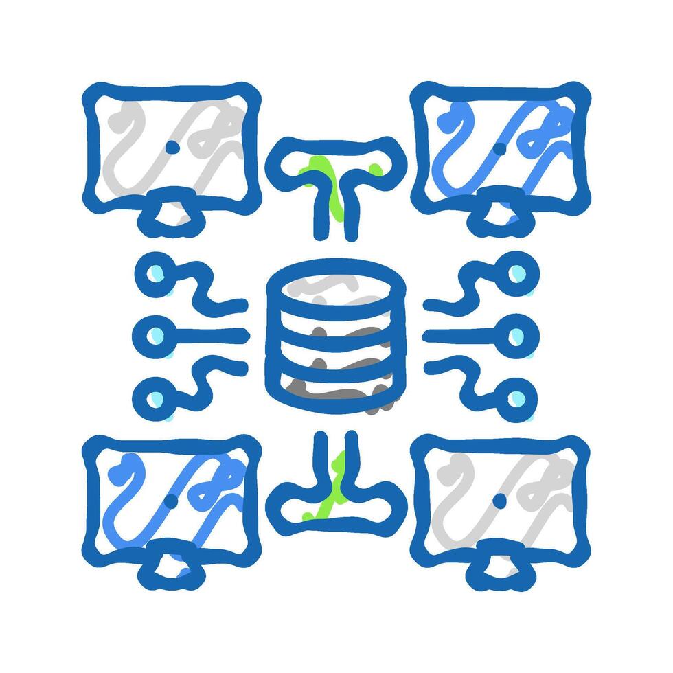 network topology analyst icon doodle illustration vector