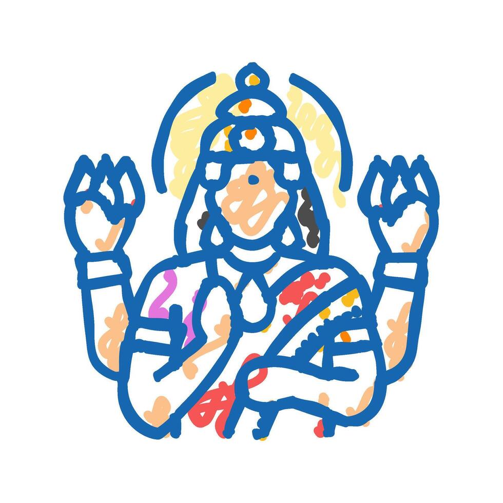 lakshmi god indian icon doodle illustration vector