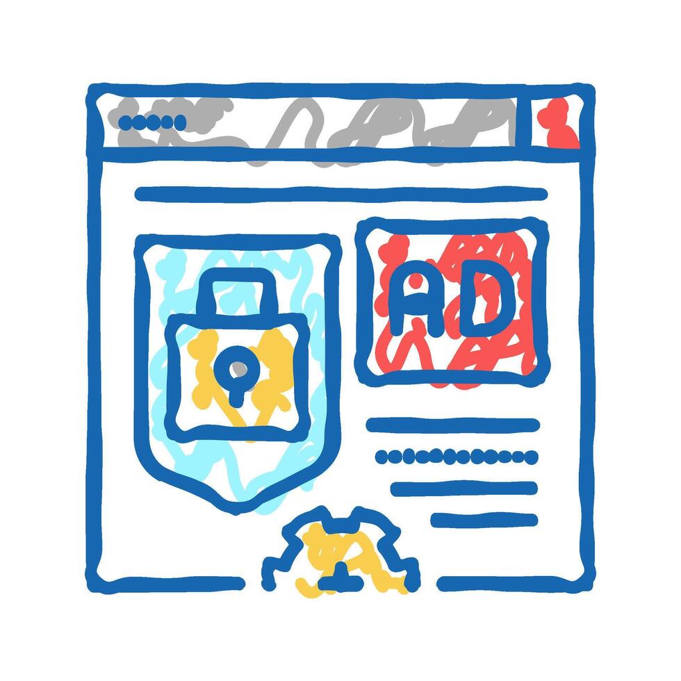 blocked and protecton for advertisement icon doodle illustration vector