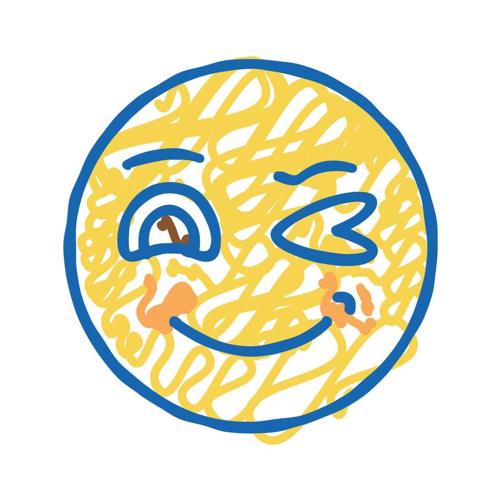 wink emoji icon doodle illustration vector