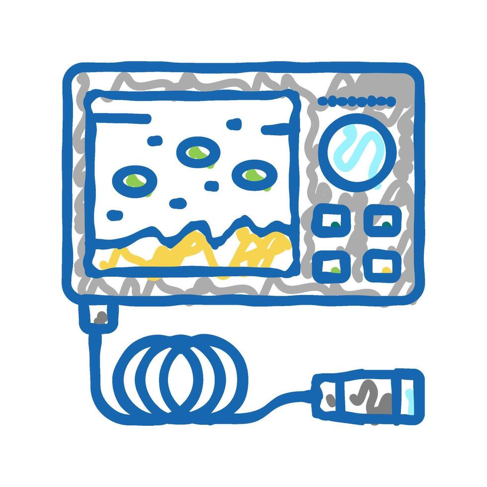underwater ice fishing camera icon doodle illustration vector