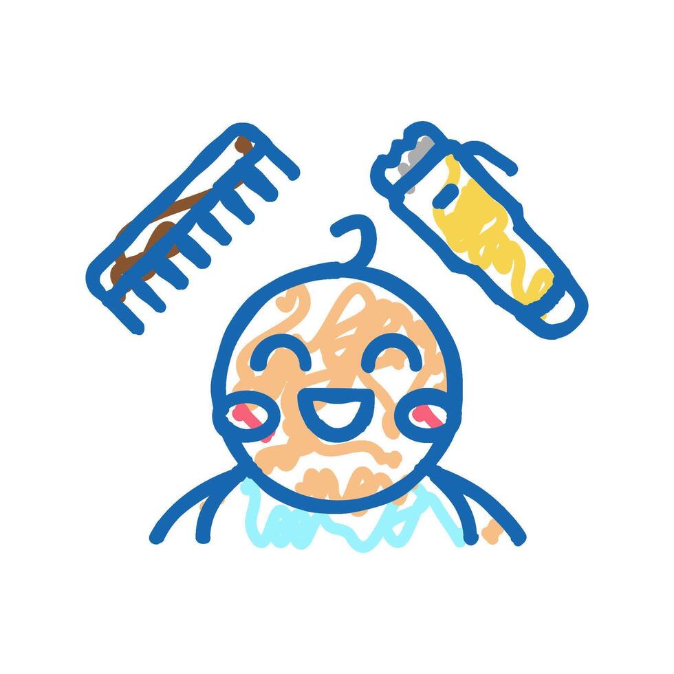 baby first haircut icon doodle illustration vector