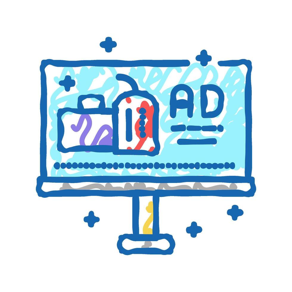 offline advertise icon doodle illustration vector