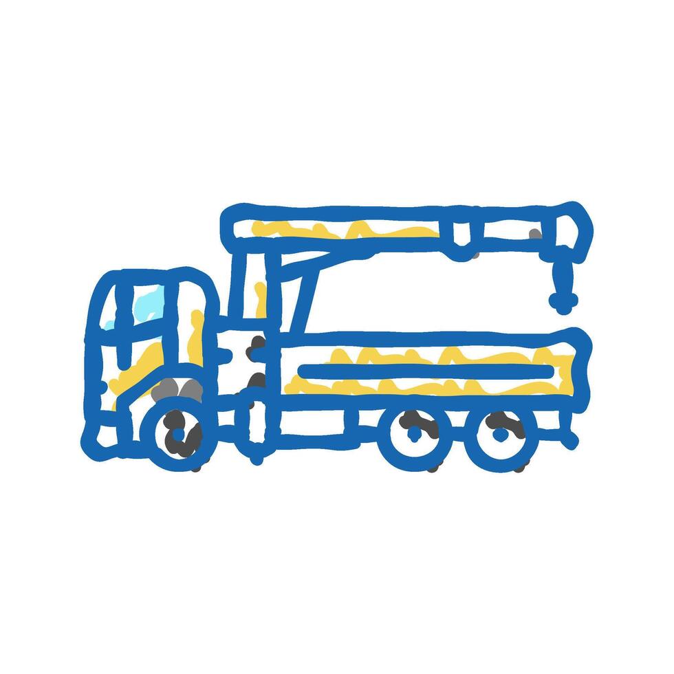 boom truck construction vehicle icon doodle illustration vector