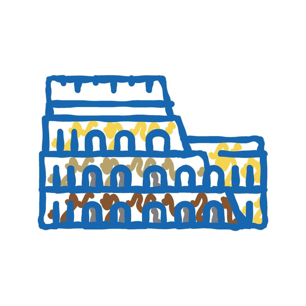 coliseum arena ancient rome building icon doodle illustration vector