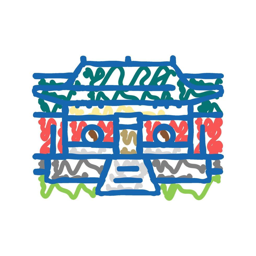 shaolin monastery icon doodle illustration vector