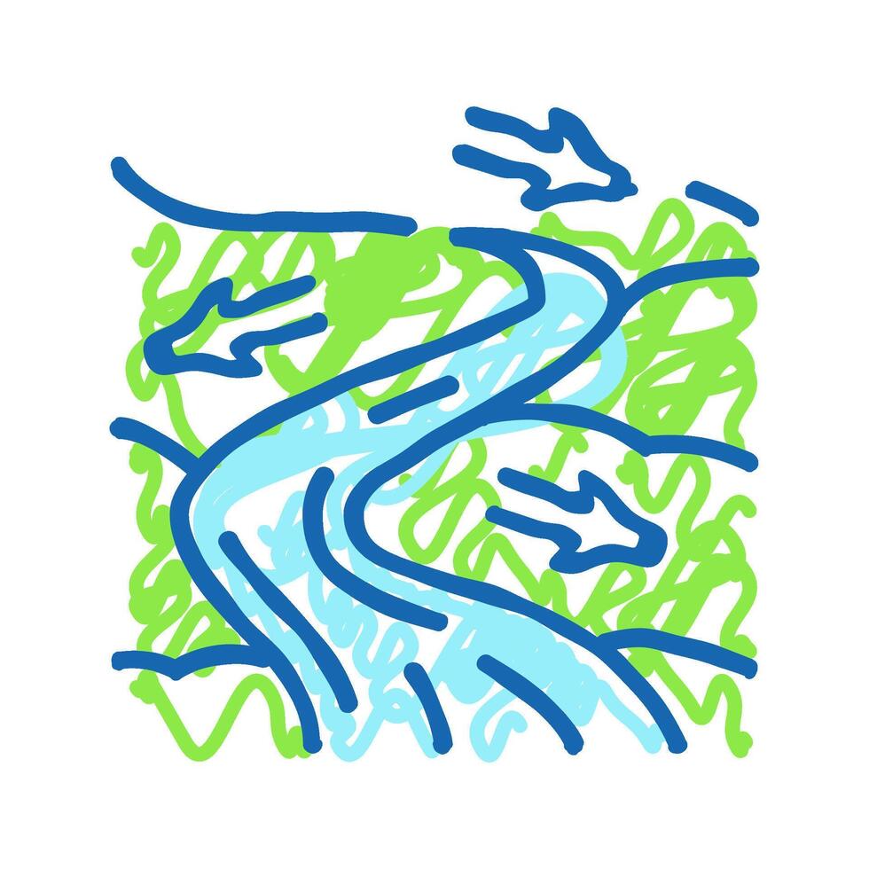 river flow hydroelectric power icon doodle illustration vector