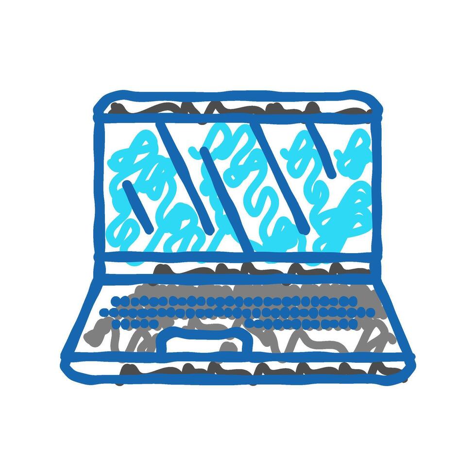 laptop gaming icon doodle illustration vector