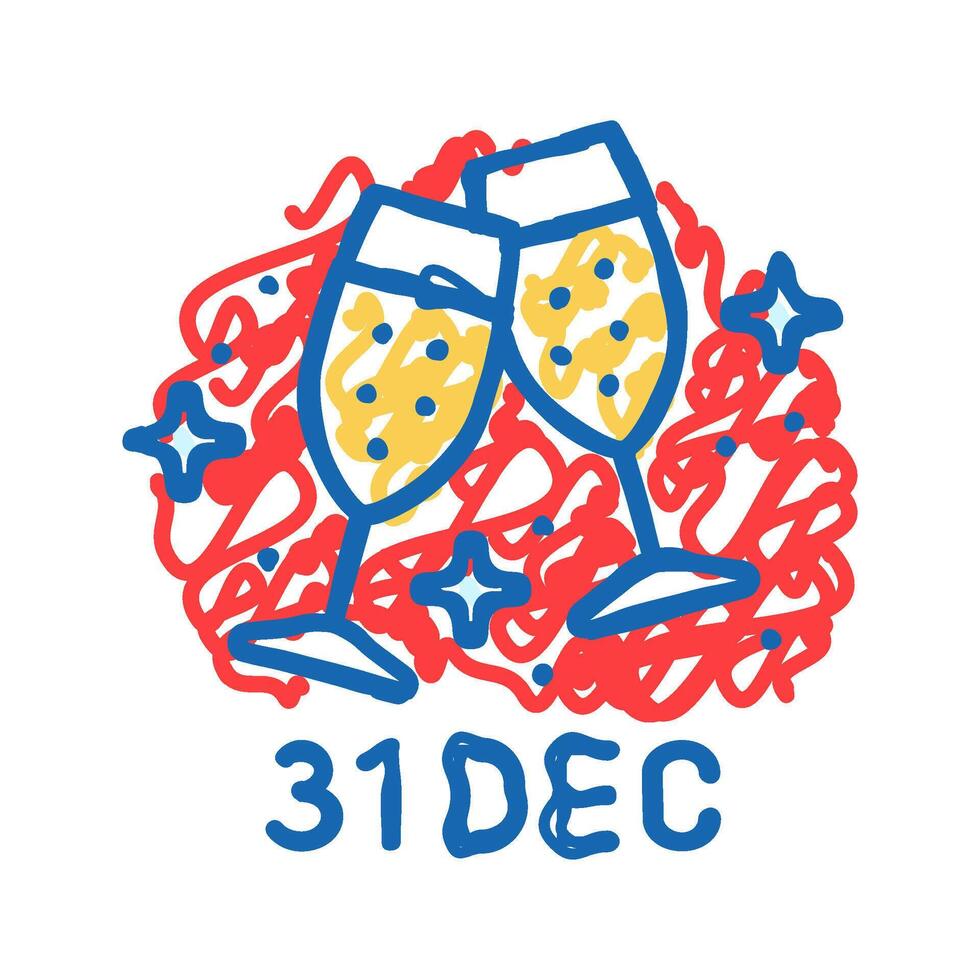 new years eve usa holiday icon doodle illustration vector