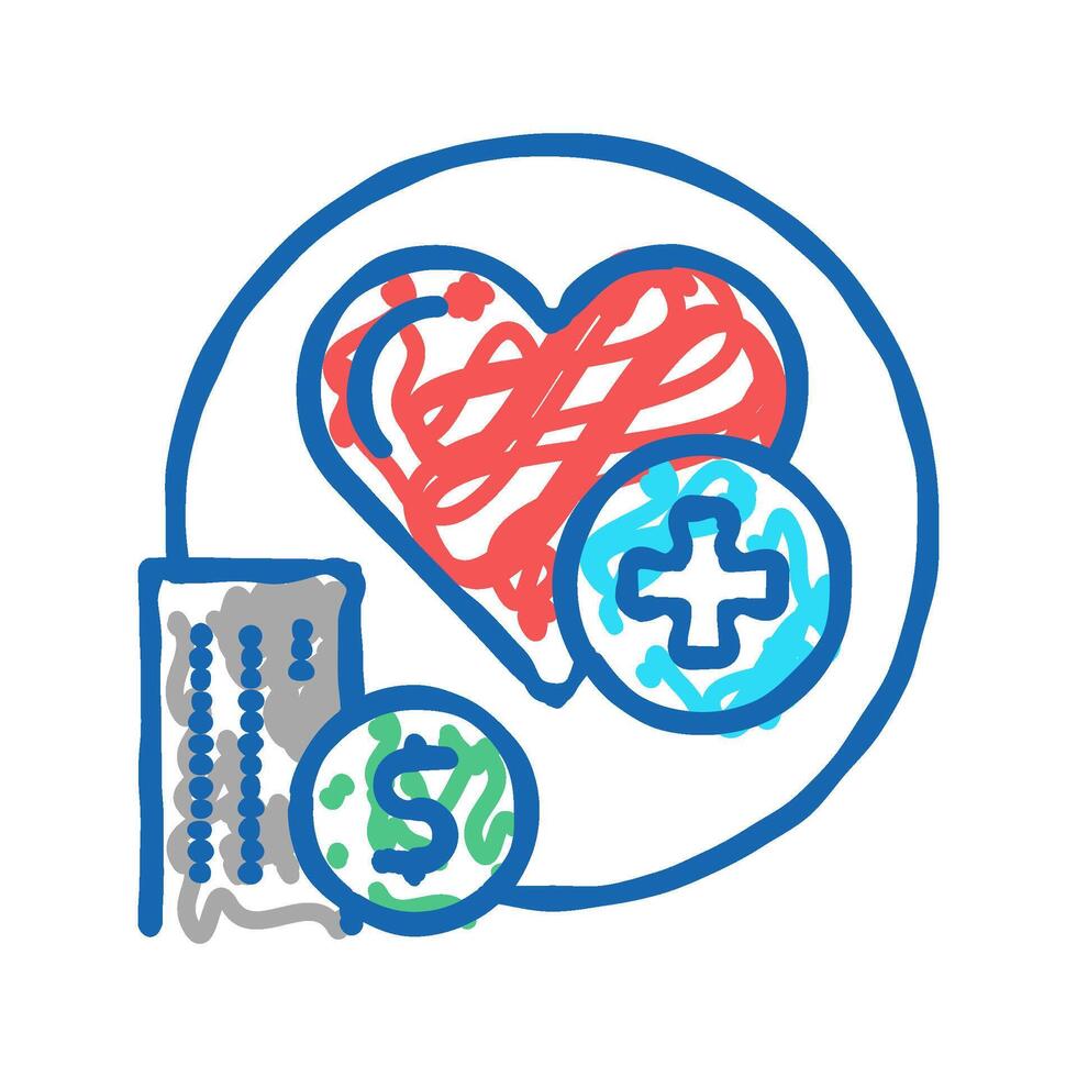 health care benefits icon doodle illustration vector