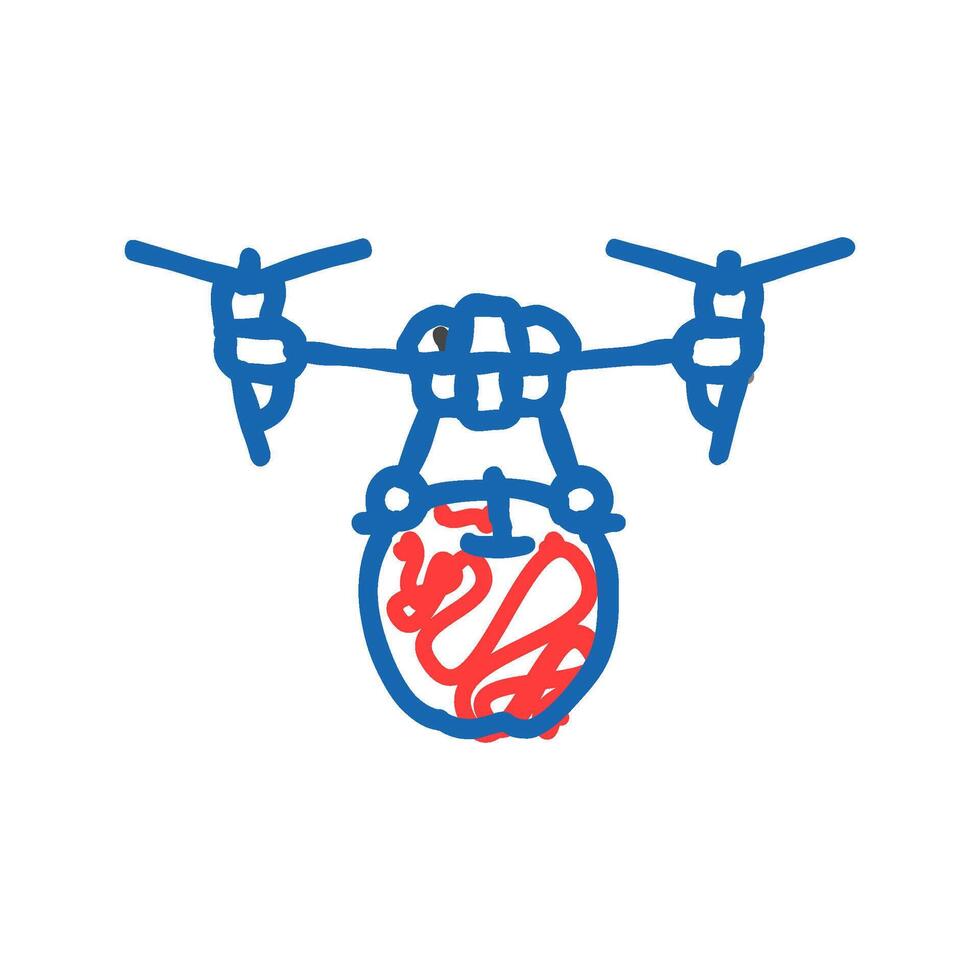 harvesting drone robot harvests icon doodle illustration vector