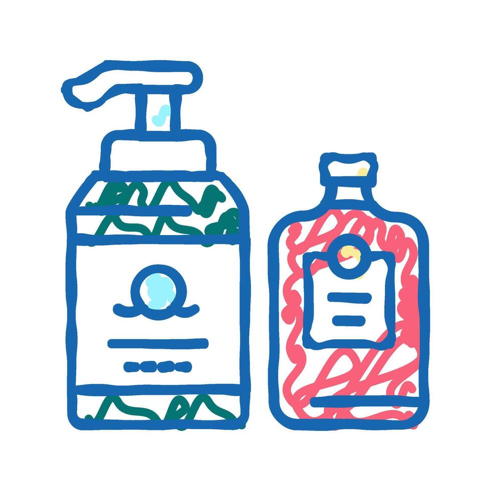 soap and lotion containers icon doodle illustration vector
