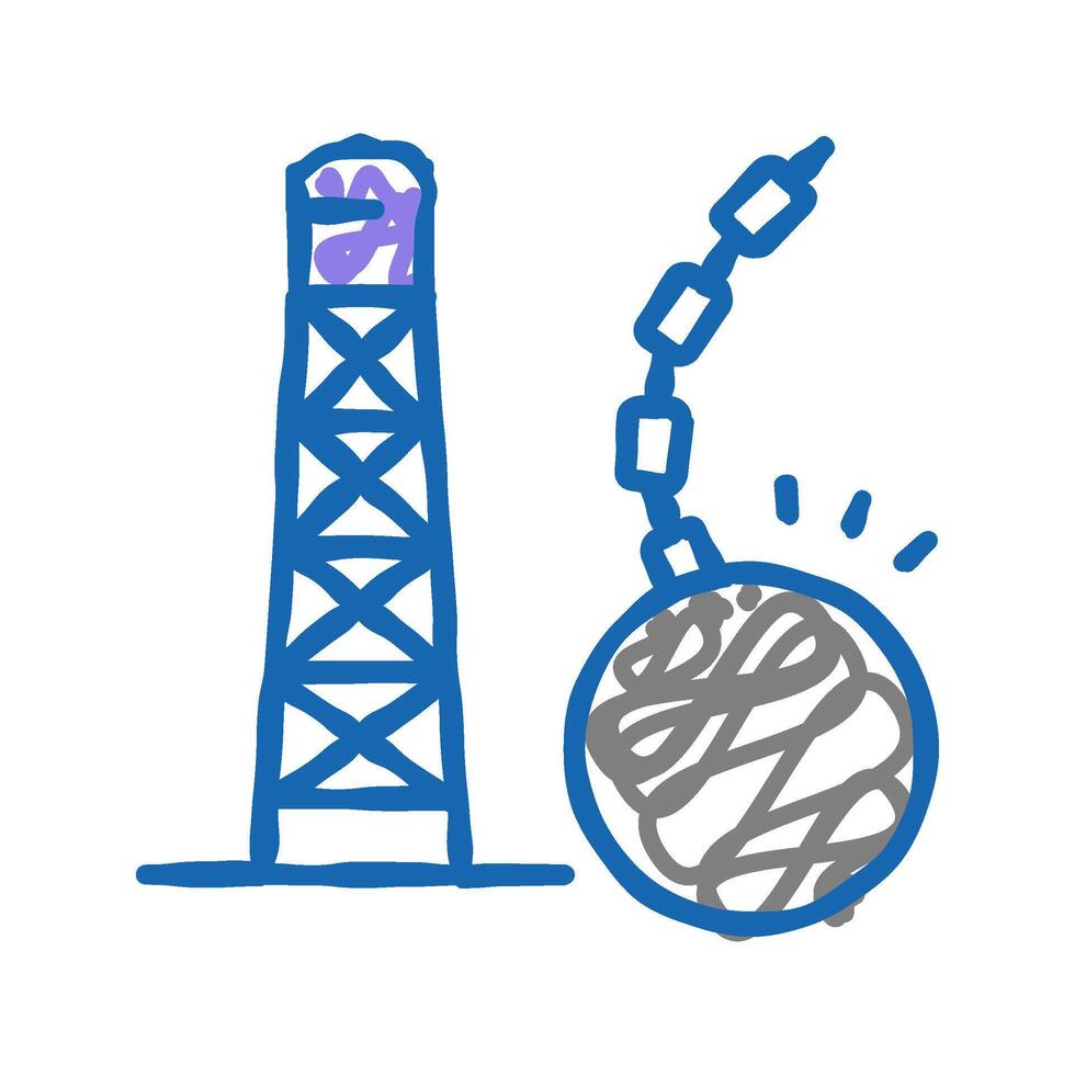 tower demolitions icon doodle illustration vector