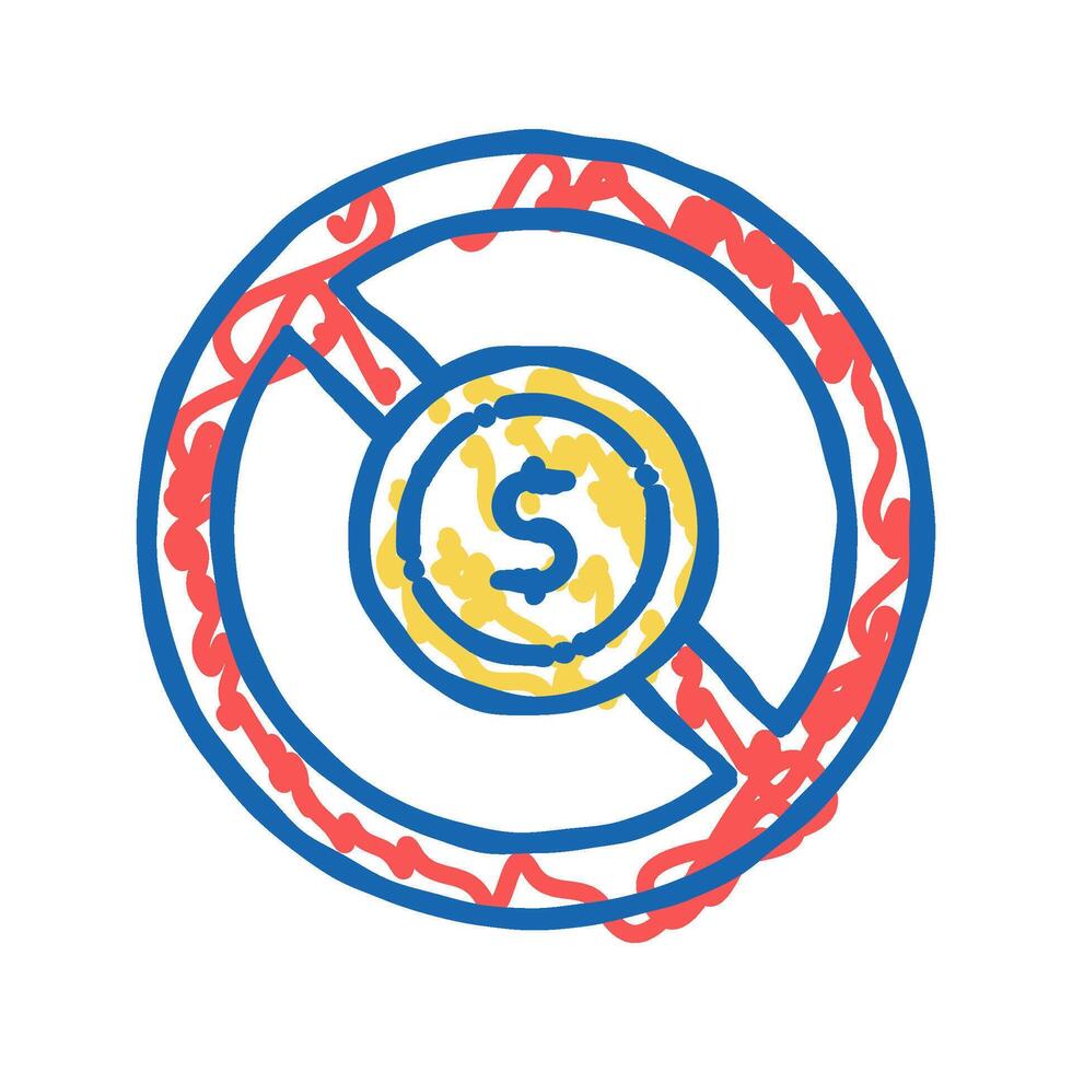 money crossed out coin icon doodle illustration vector