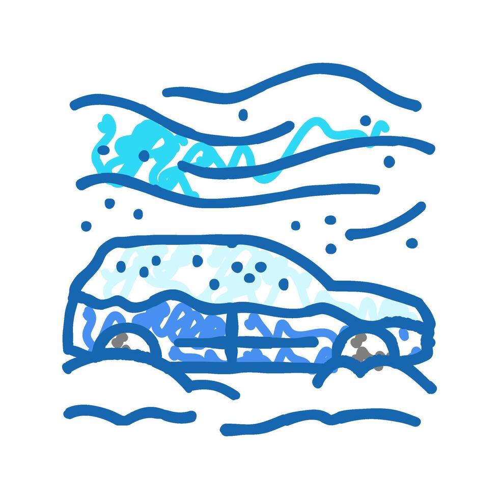 snow covered car winter season icon doodle illustration vector
