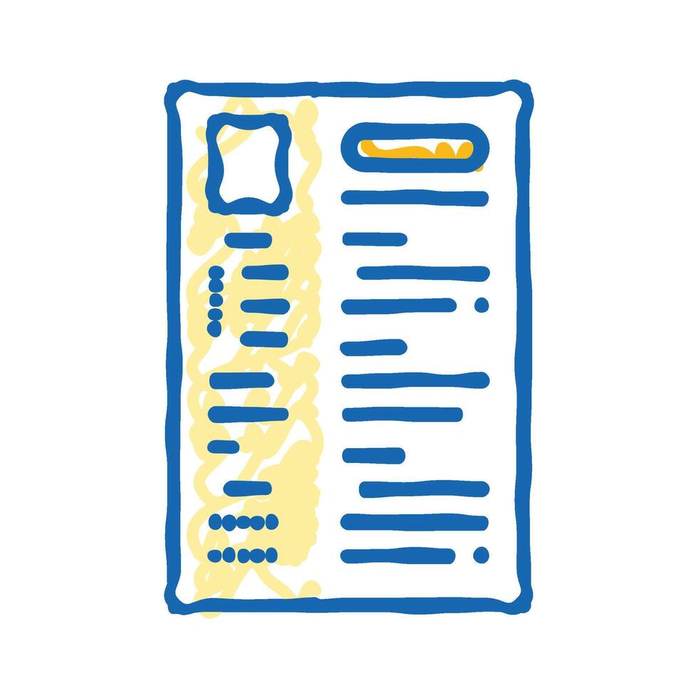 resume paper document icon doodle illustration vector