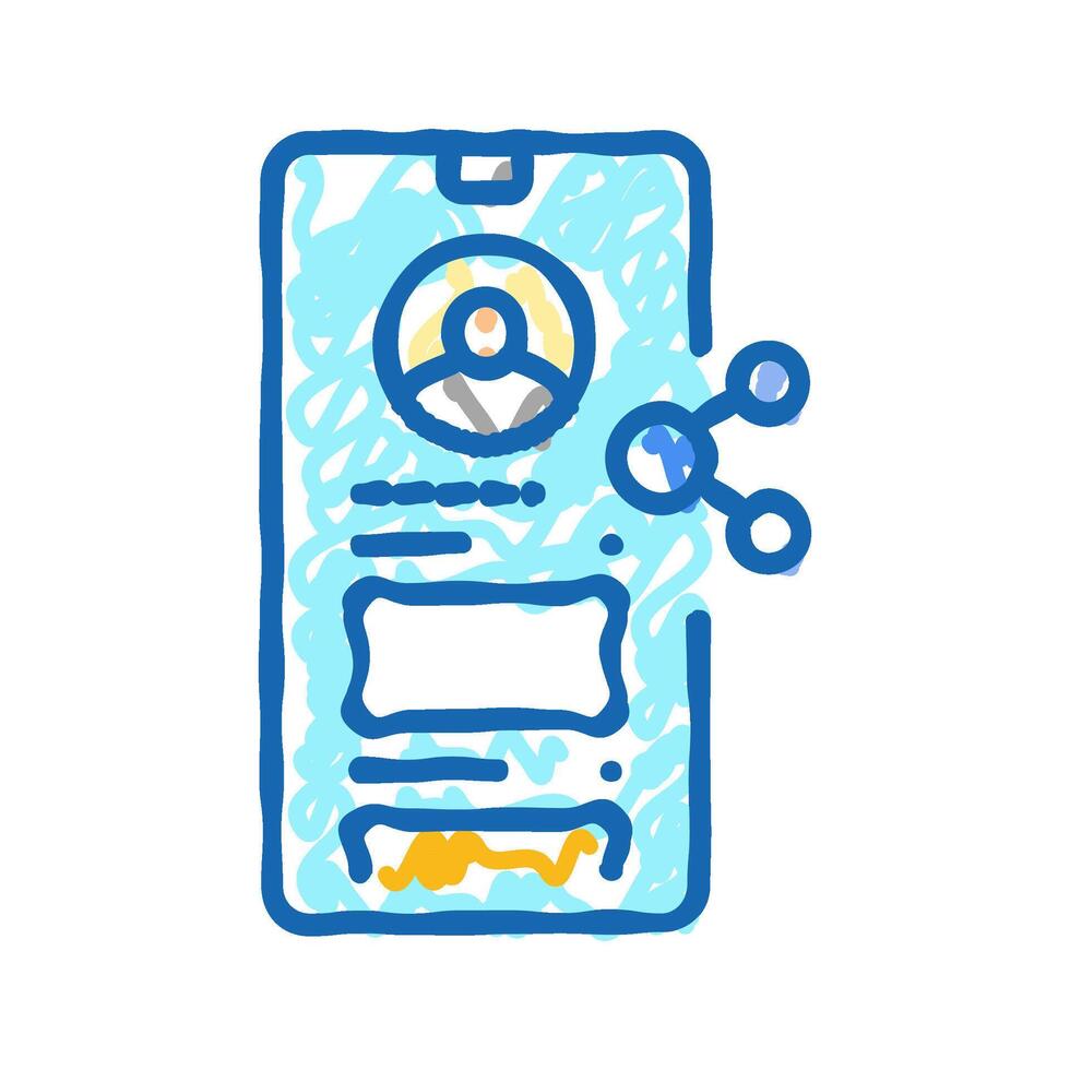 social media profile interview job icon doodle illustration vector