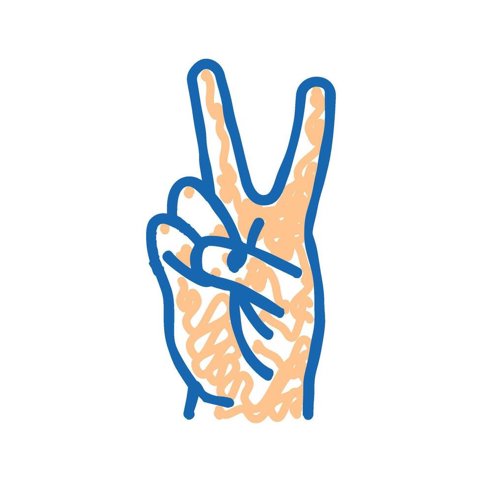 two number hand gesture icon doodle illustration vector