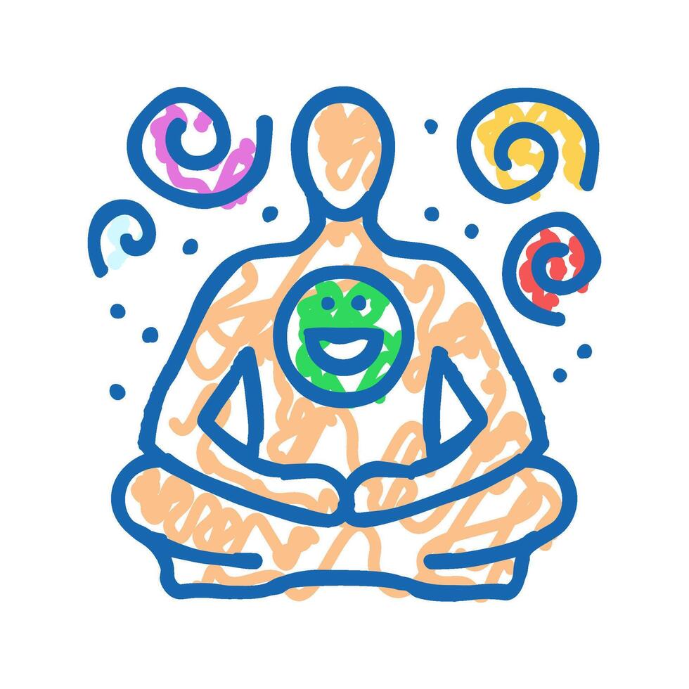 visualization meditation yoga icon doodle illustration vector