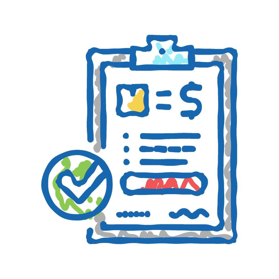 evaluation and contract icon doodle illustration vector