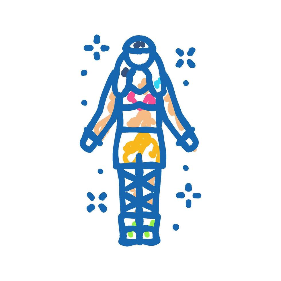 rave man retro icon doodle illustration vector