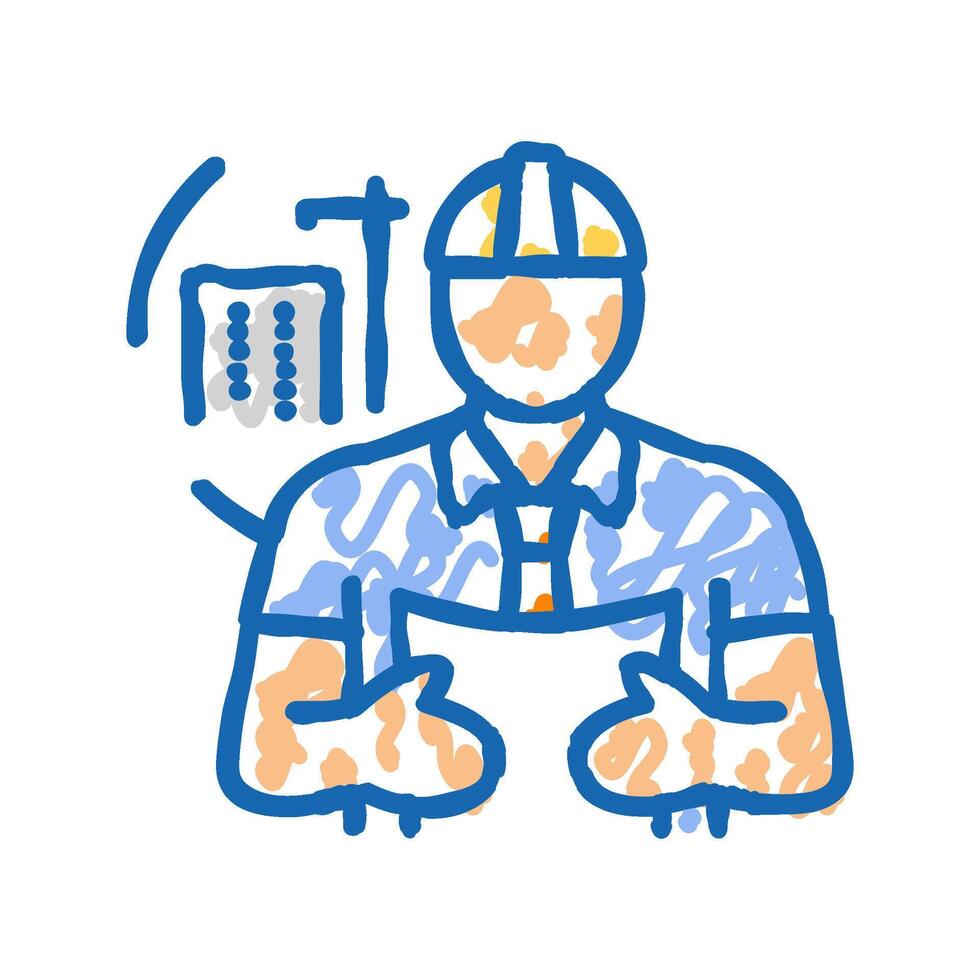 building superintendent repair worker icon doodle illustration vector