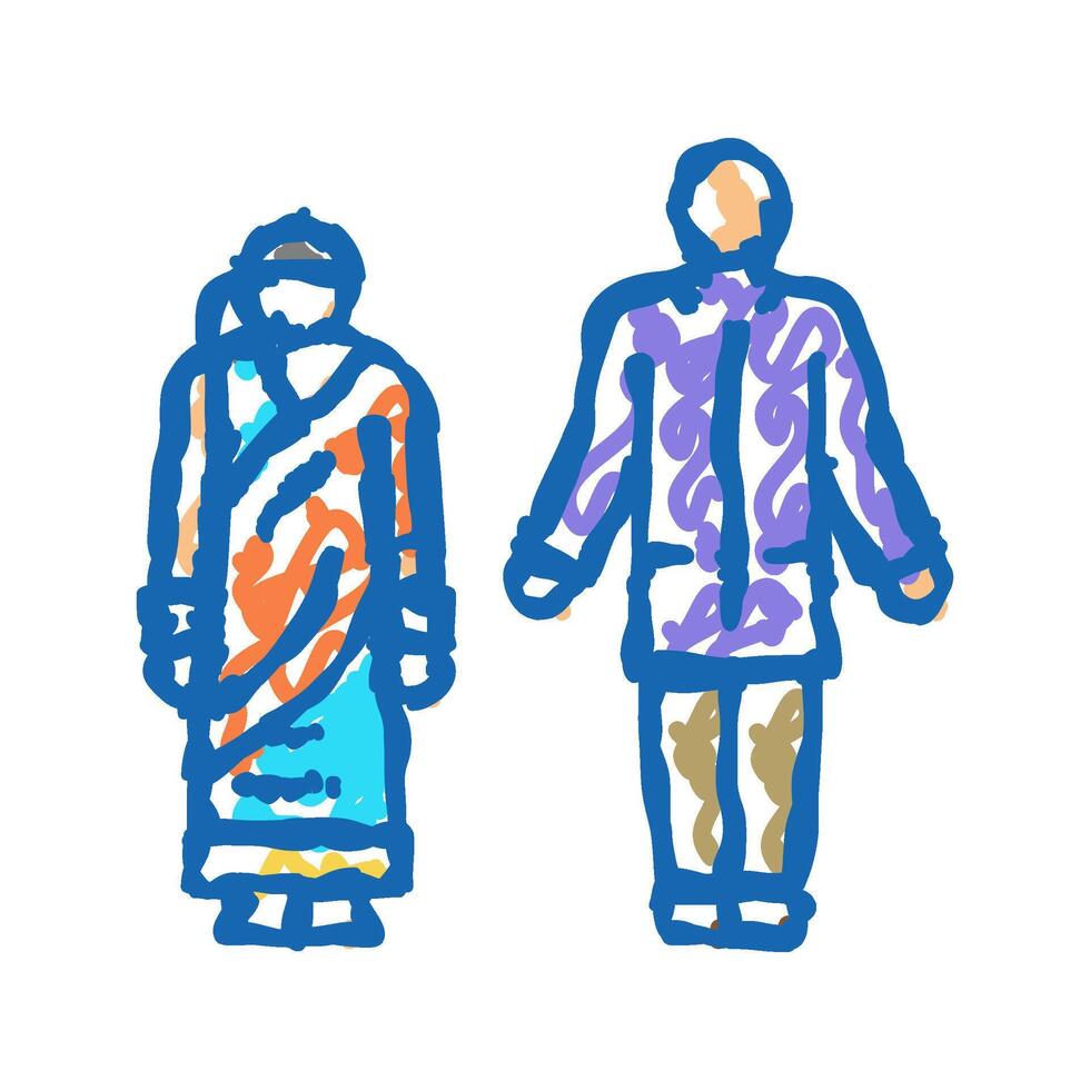 india national clothes icon doodle illustration vector