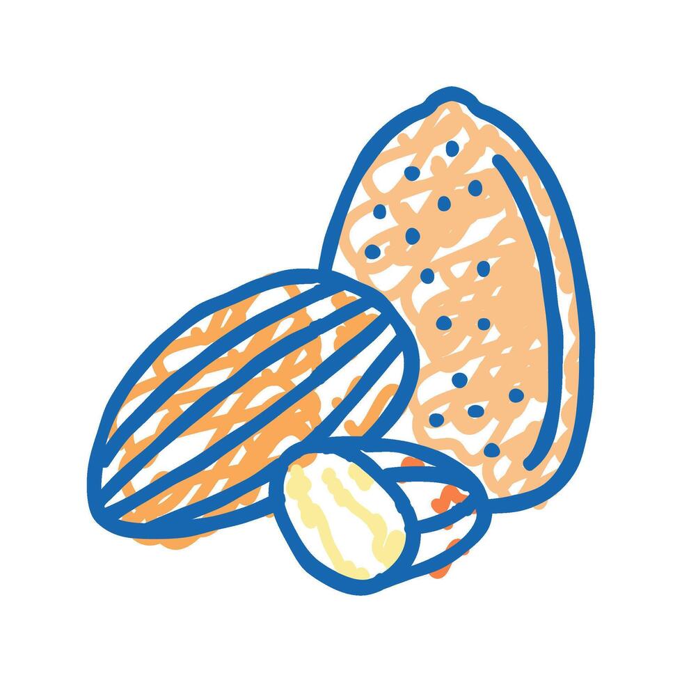 almond nut icon doodle illustration vector
