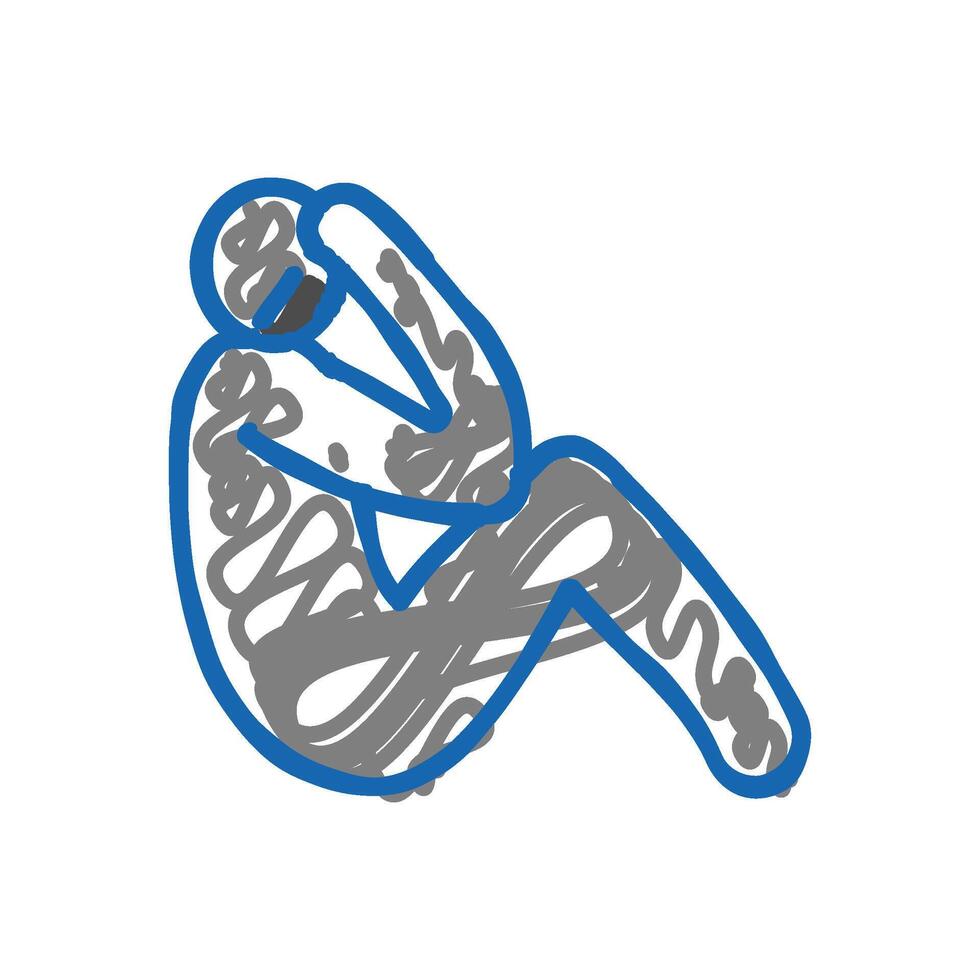 sad man silhouette icon doodle illustration vector