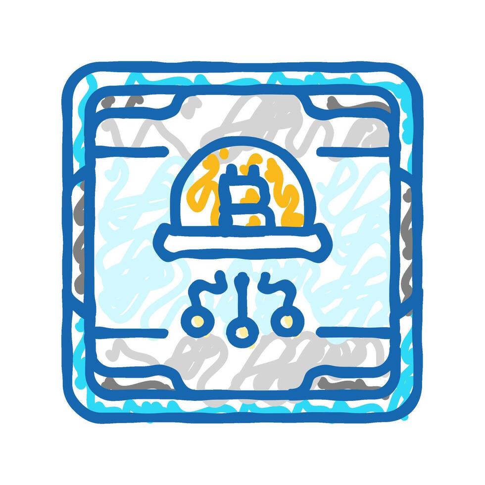 cpu cryptocurrency mining icon doodle illustration vector
