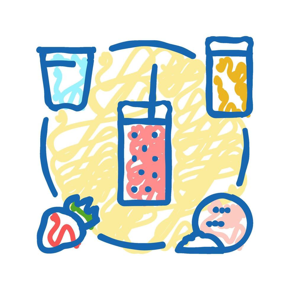 smoothie recipe fruit juice food icon doodle illustration vector